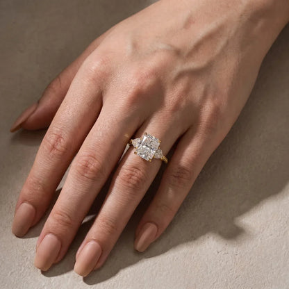 Radiant Cut Three Stone Engagement Ring