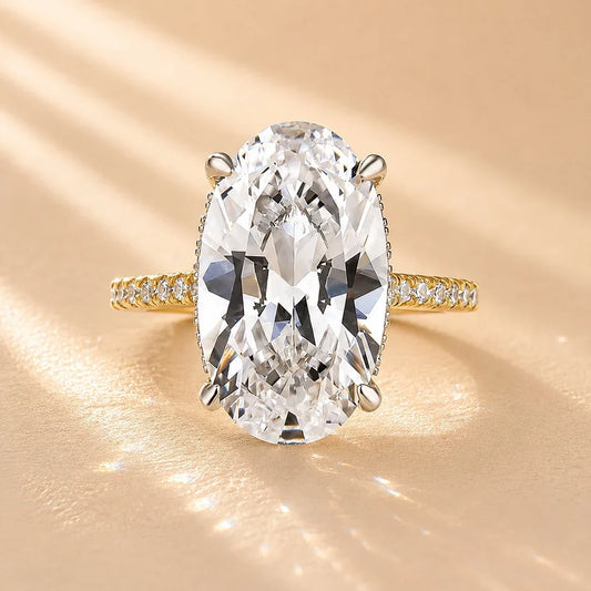 Luxurious Two Tone Oval Cut Engagement Ring