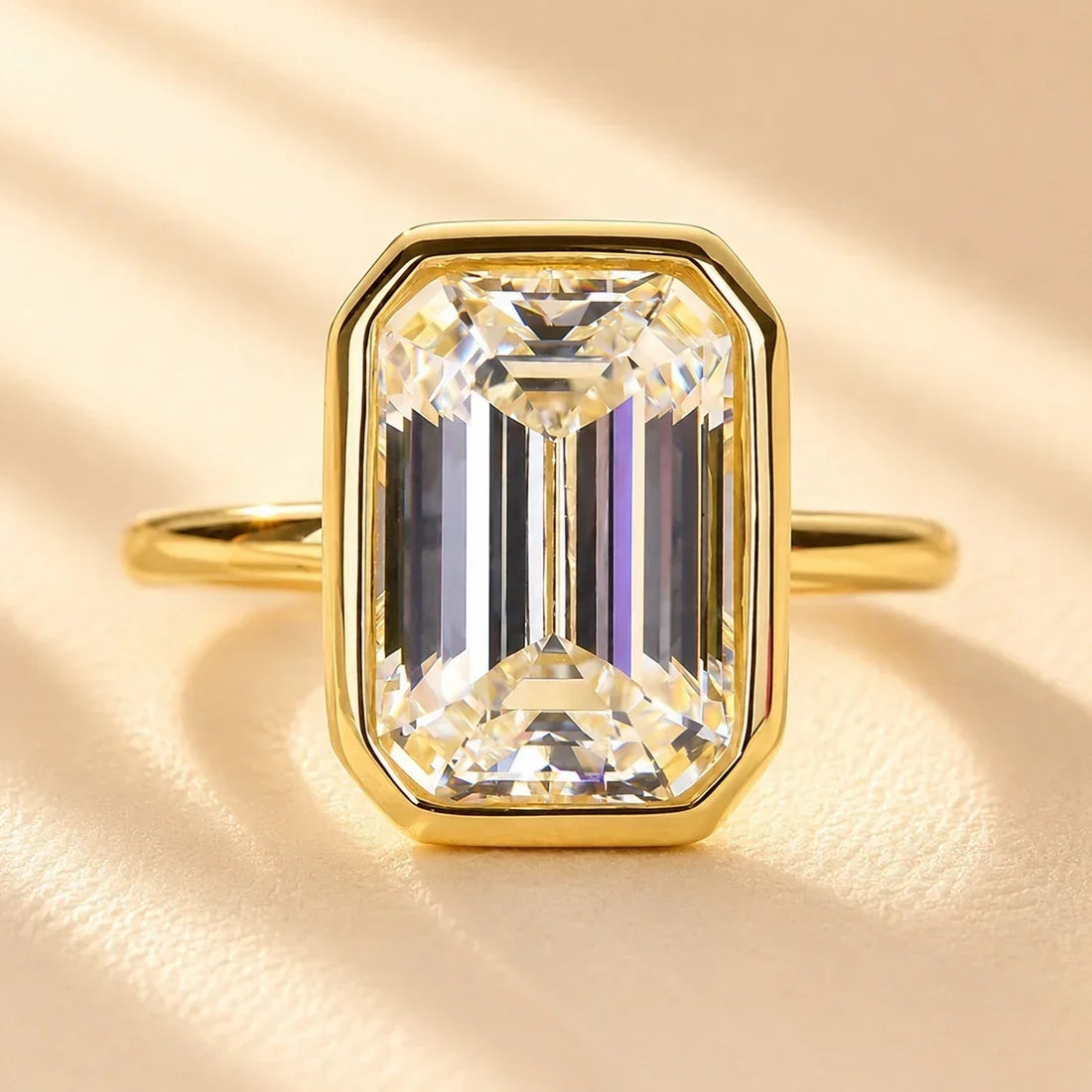 Emerald Cut Bezel Engagement Ring
