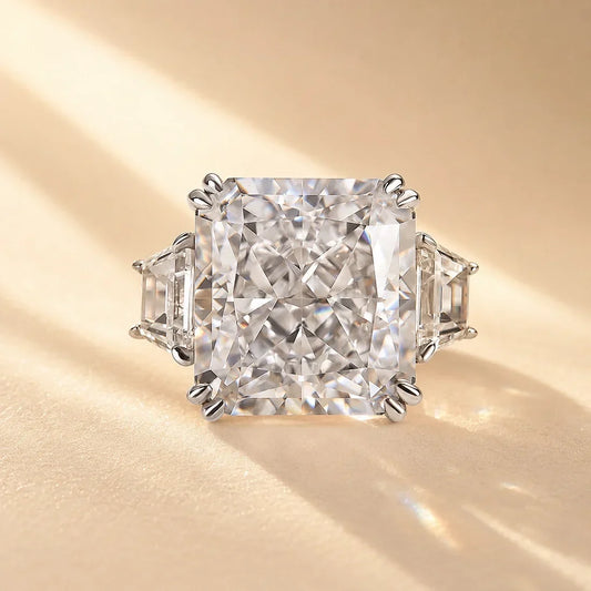 Crushed Ice Three Stone Engagement Ring