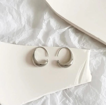 Oval Hoop Gold and Silver Earrings
