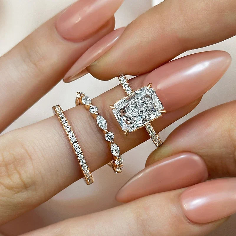 Radiant Cut 3PC Wedding Ring Set