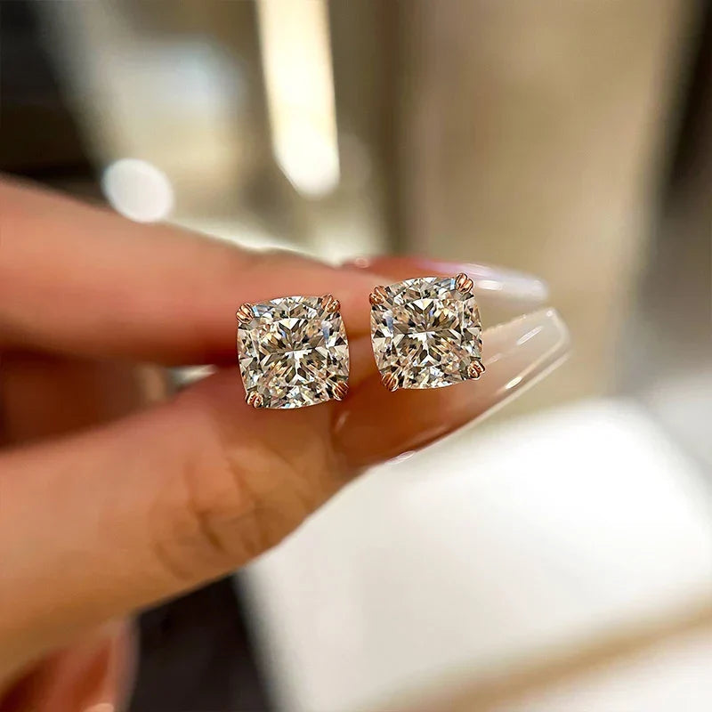 Cushion Cut Stud Earrings For Women