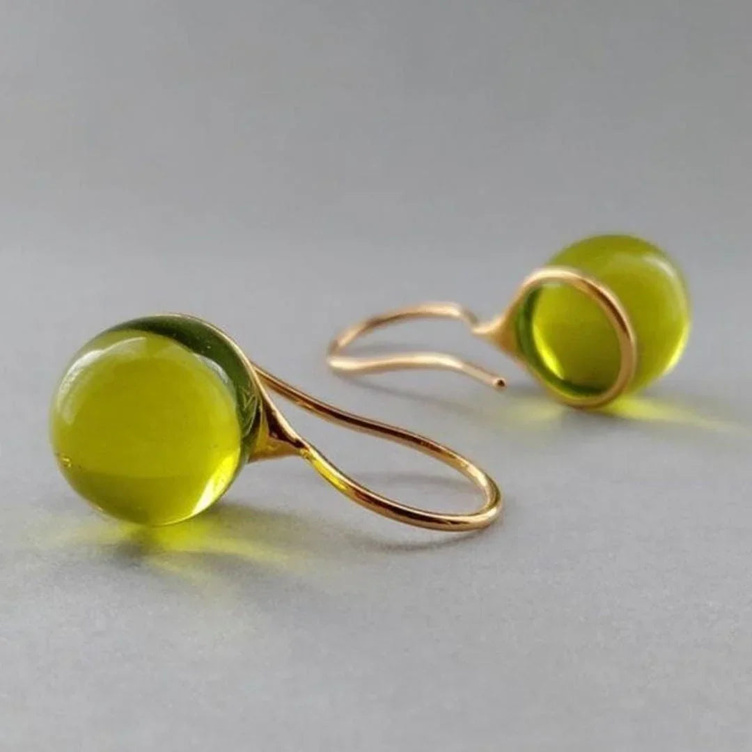 Vintage Olive Drops Crystal Earrings