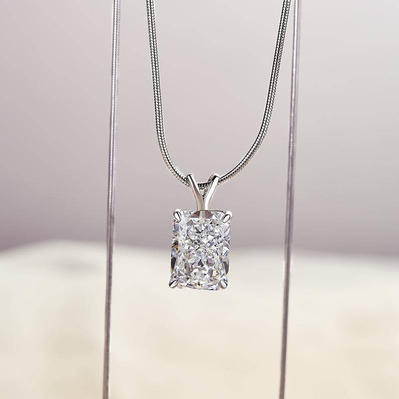 Timeless Crushed Ice Radiant Cut Pendant Necklace