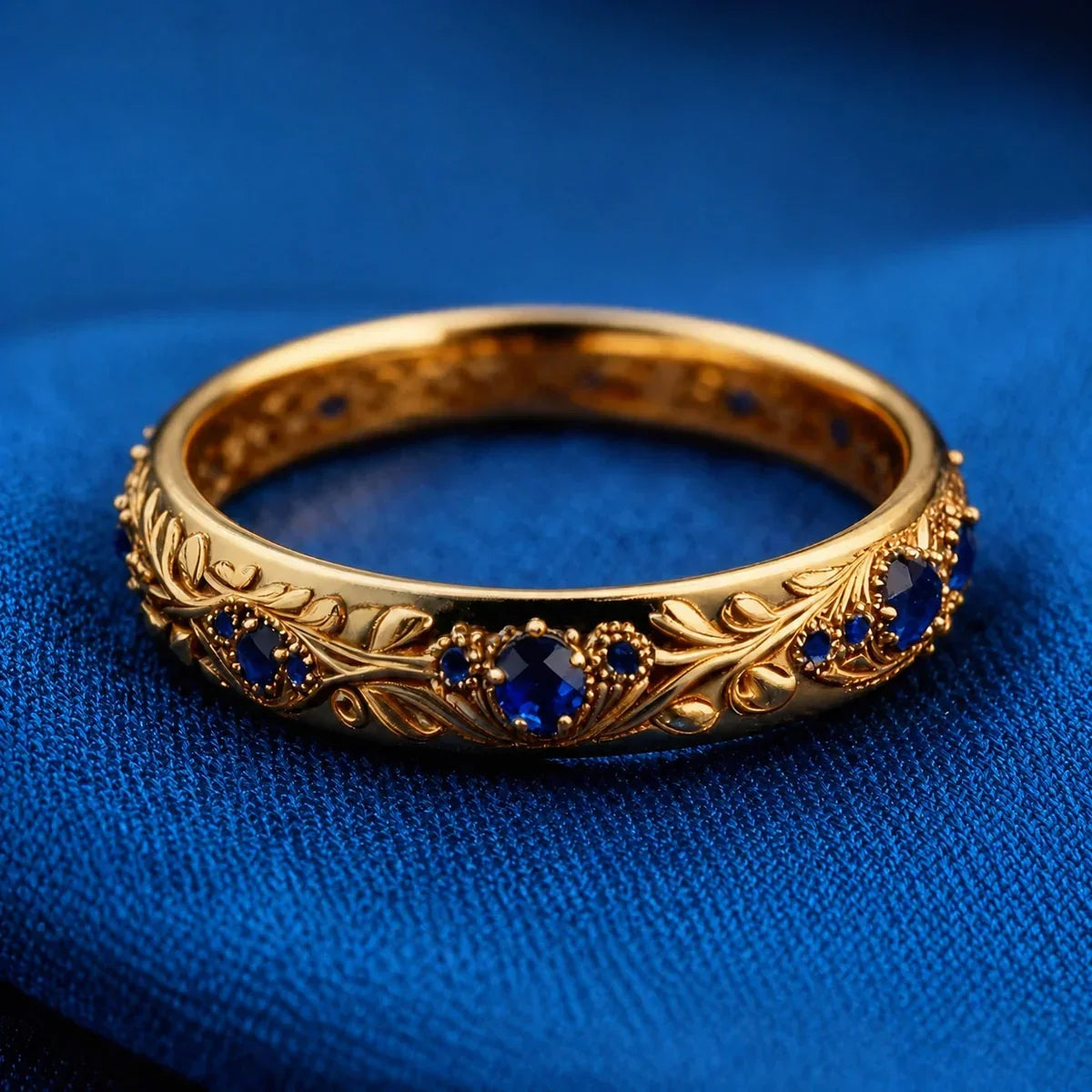 Blue Zirconia Leaf Ring