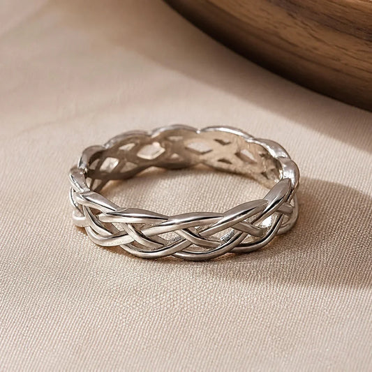 Twisted Silver Woven Band Ring