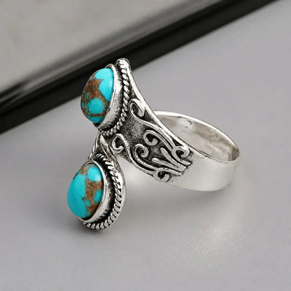 Vintage Silver Turquoise Cross Ring