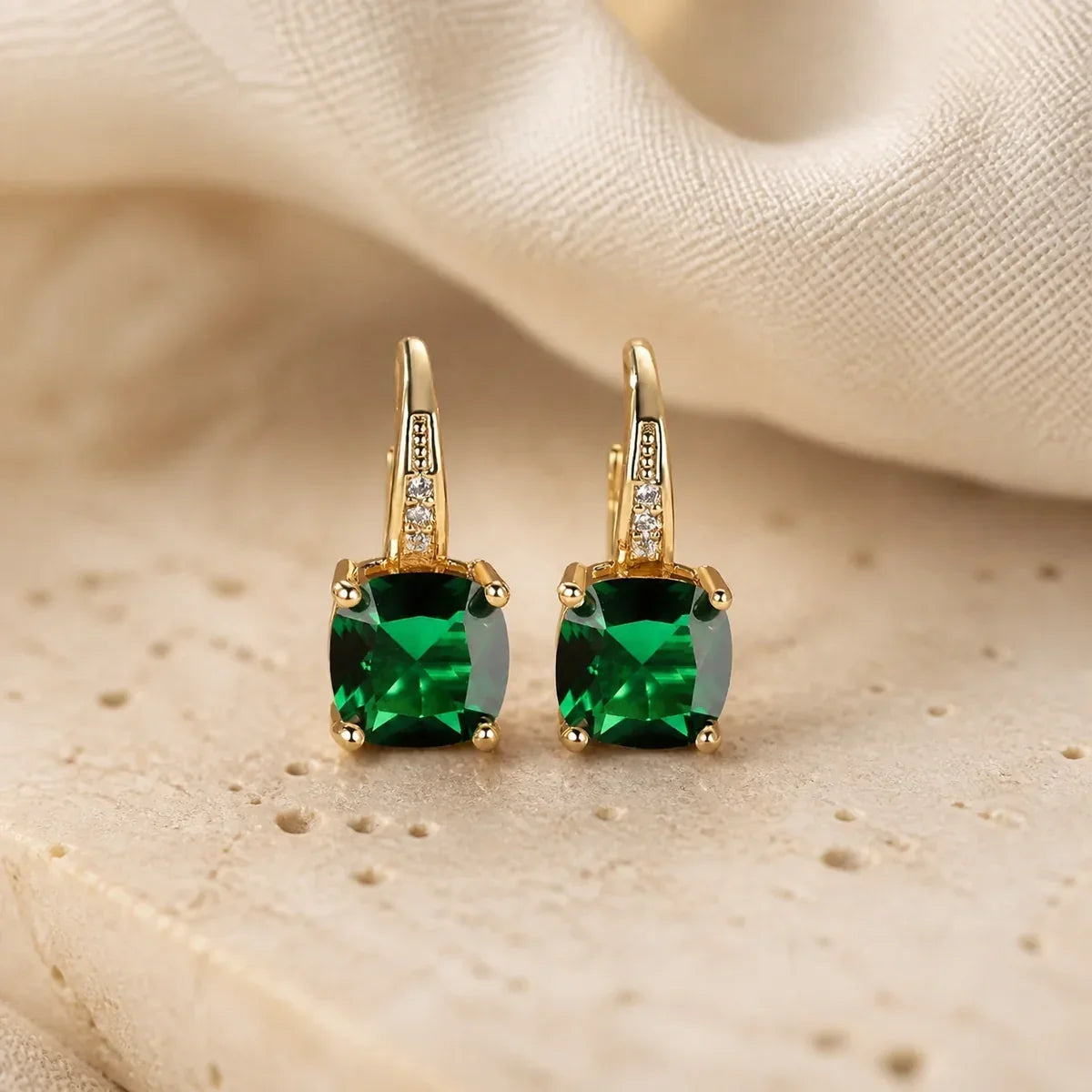 Mystic Sapphire Stone Hoop Earrings