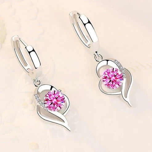 Silver and Zirconia Inlaid Floral Earrings