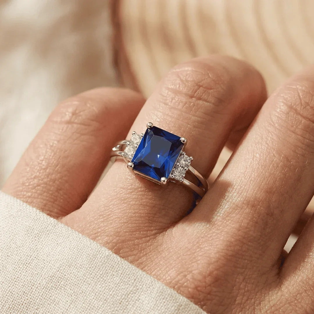 Octagon Cut Sapphire Ring