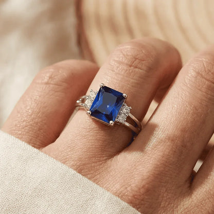 Octagon Cut Sapphire Ring
